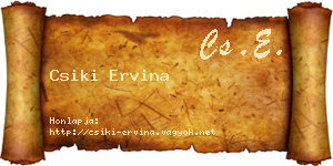 Csiki Ervina névjegykártya